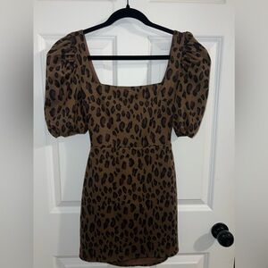 Lovers + Friends Cheetah Print, Puff Sleeve mini dress